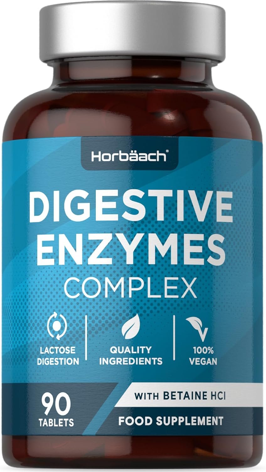 Horbaach Digestive Enzyme Supplements with Betaine HCl 90 tablets