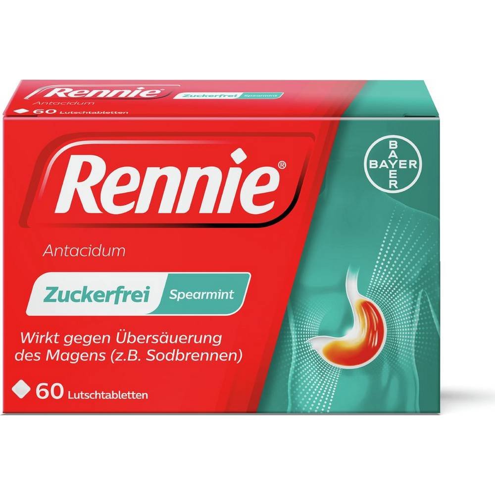 Bayer Rennie Antacidum Spearmint Lutschtabletten 60 pcs (Bayer Rennie Antacid Spearmint Lozenges)