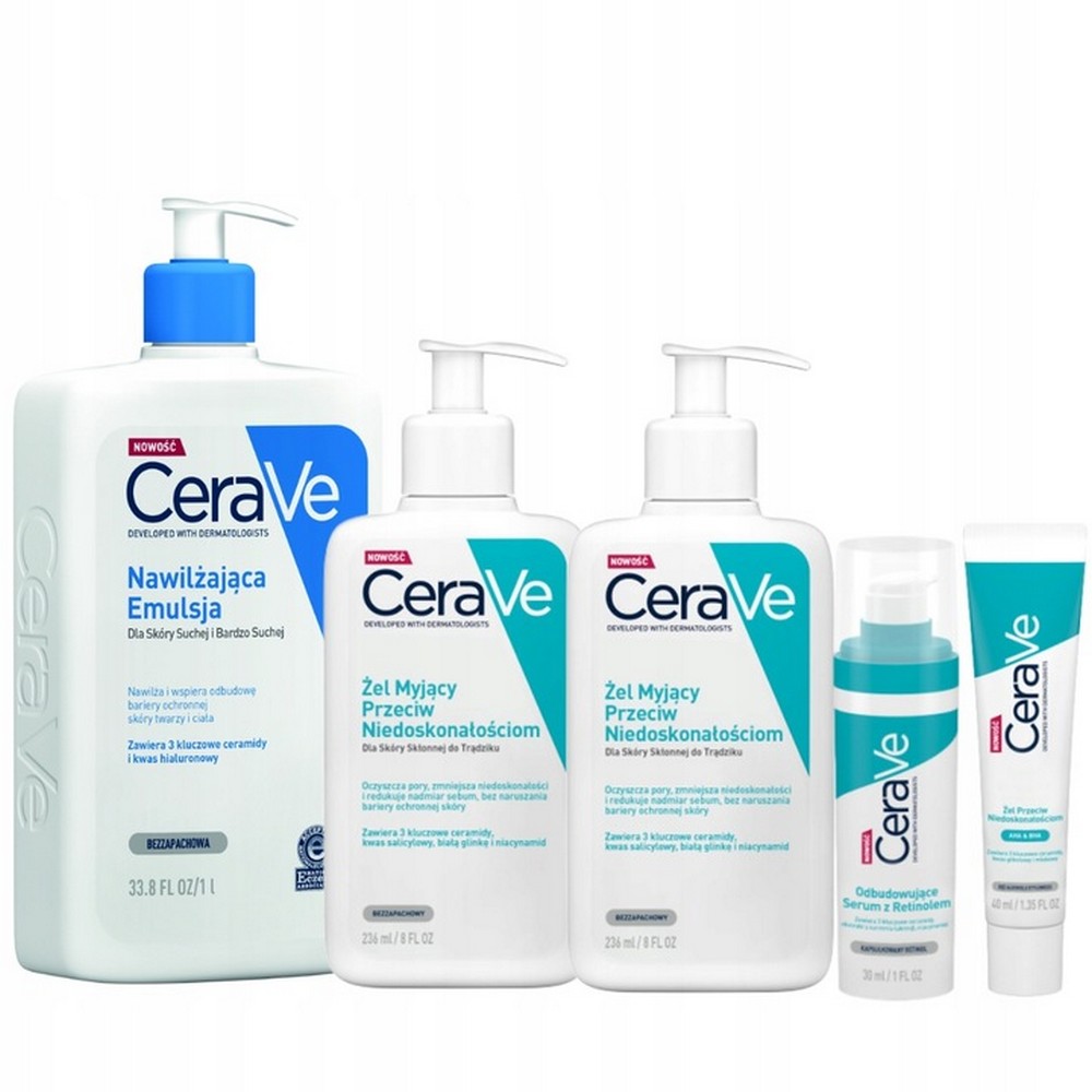 CeraVe Double Cleansing Gel + Anti-Blemish Gel + Retinol Serum Set