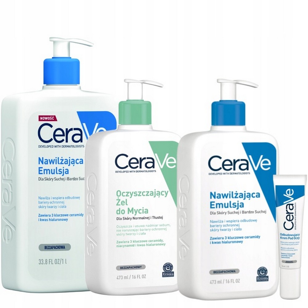 CeraVe Limited Set: Emulsion, Cleansing Gel, Eye Cream + Free Gel 1L