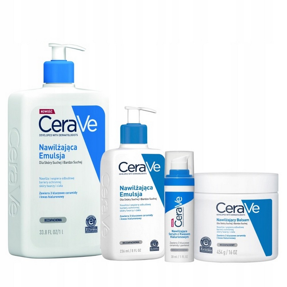 CeraVe Moisturizing Serum + Emulsion + Balm Set + Free