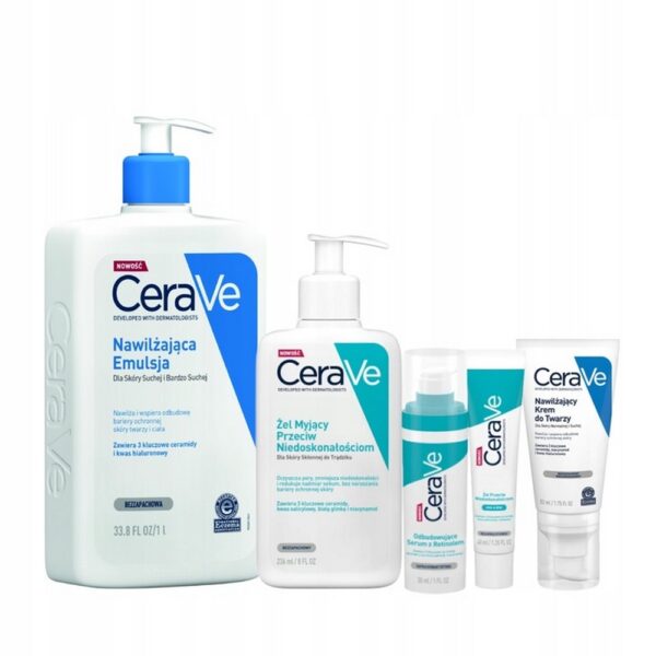 CeraVe Cleansing Gel + Anti-Blemish Gel + Face Cream + Serum Set