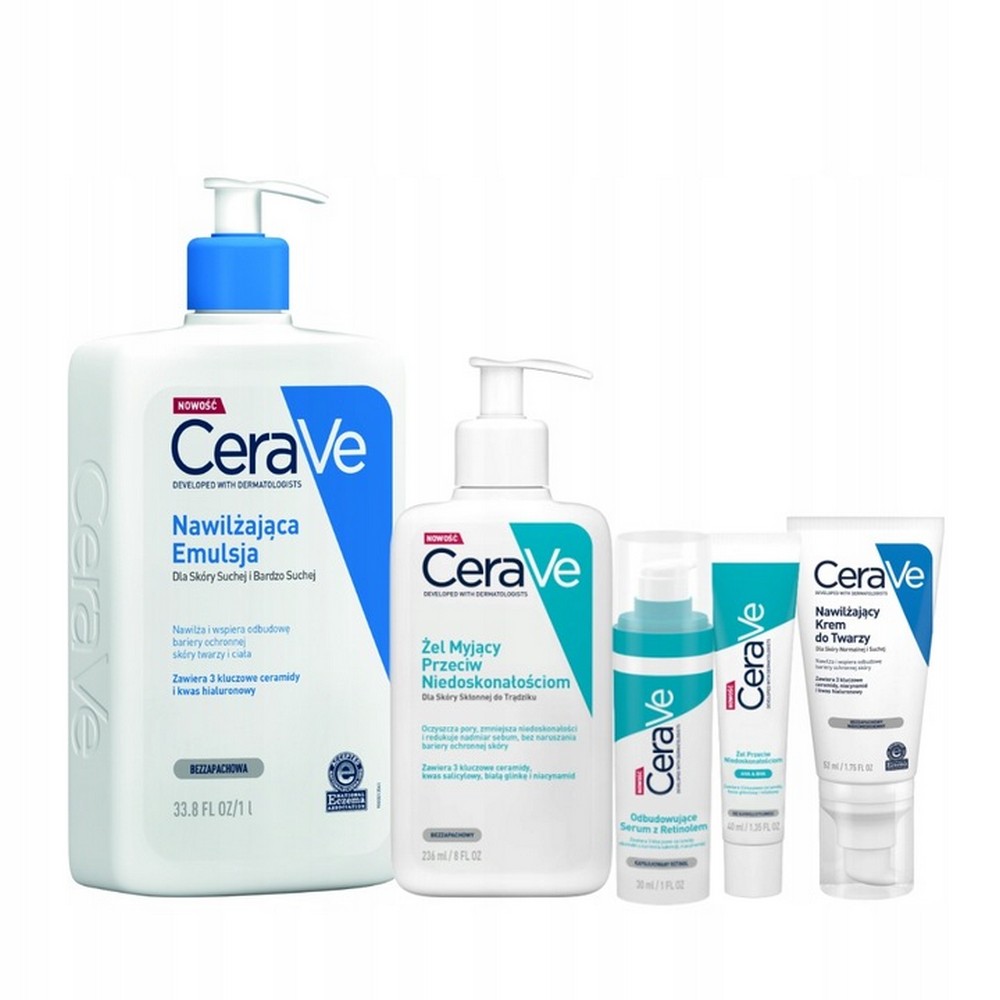 CeraVe Cleansing Gel + Anti-Blemish Gel + Face Cream + Serum Set