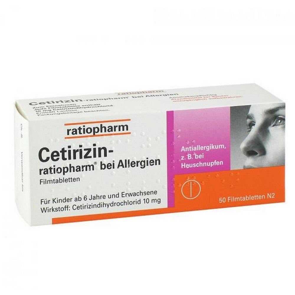 Cetirizin Ratiopharm 10 mg Film-Coated Tablets 50 pcs