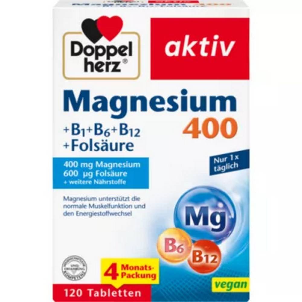 Doppelherz Magnesium 400 + B1 + B12 + Folic Acid 120 Pieces