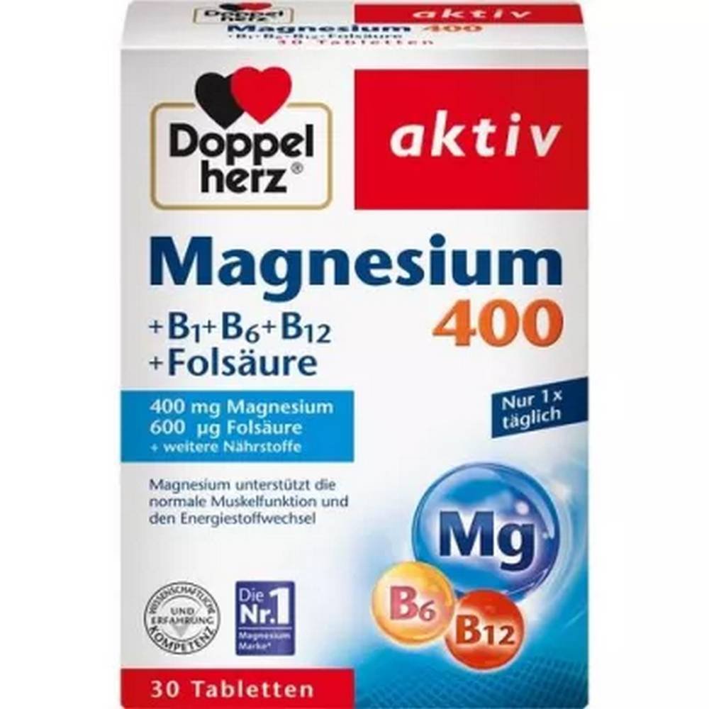 Doppelherz Magnesium 400 + B1 + B12 + Folic Acid 30 Pieces