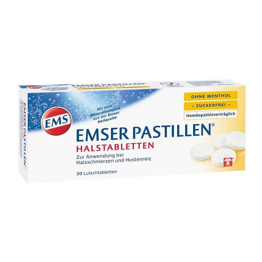 Emser Pastillen ohne Menthol zuckerfrei — 30 Stück (Emser pastilles without menthol, sugar-free)
