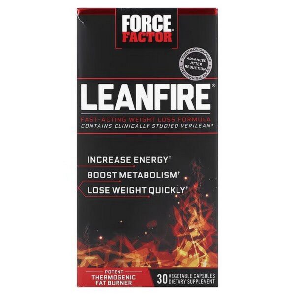 Force Factor LeanFire – Fast-Acting Weight Loss Formula, 30 Vegetable Capsules