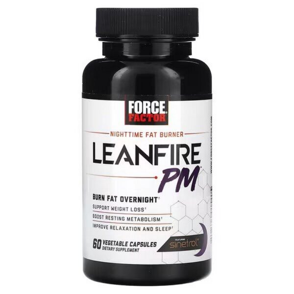 Force Factor LeanFire PM – Nighttime Fat Burner, 60 Vegetable Capsules