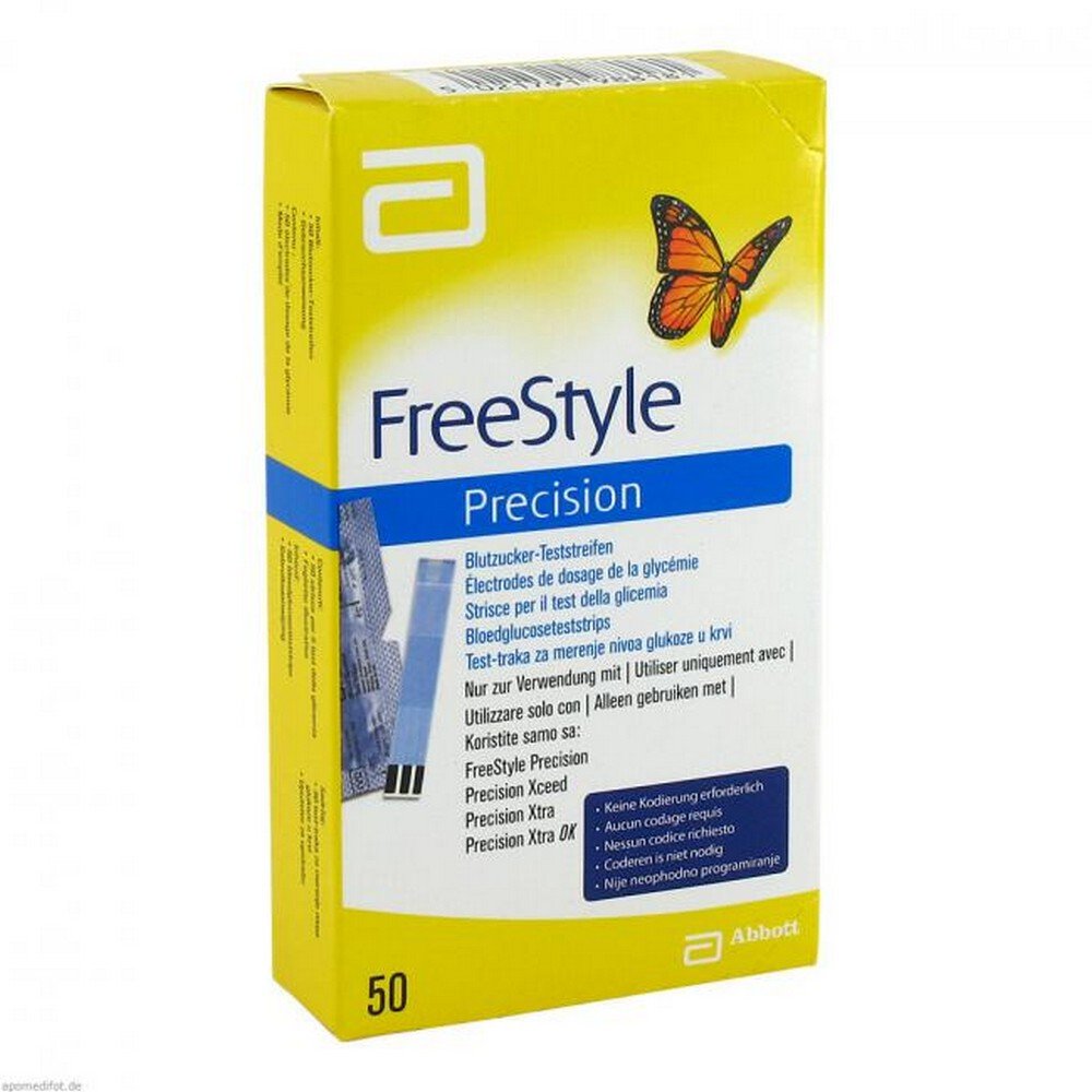 FreeStyle Precision Blood Glucose Test Strips (No Coding) 50 pcs