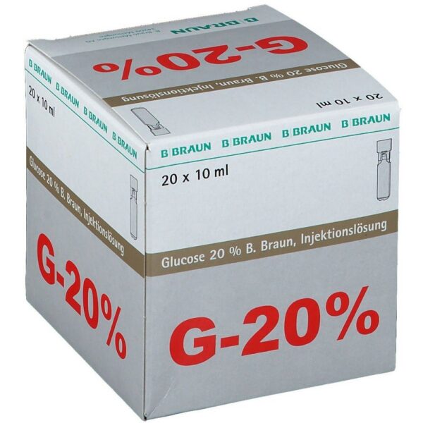 GLUCOSE 20% B. Braun Mini Plastico Connect Injection Solution 20x10ml