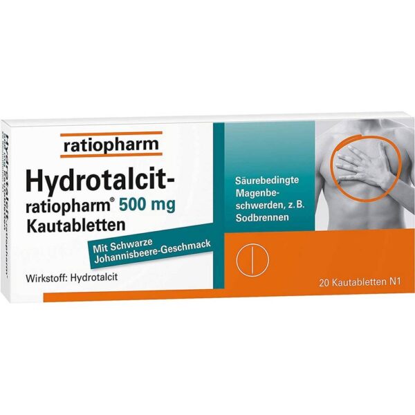 Hydrotalcit Ratiopharm 500 mg Chewable Tablets 20 pcs