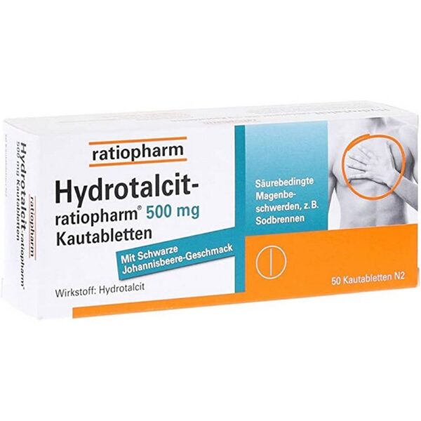 Hydrotalcit Ratiopharm 500 mg Chewable Tablets 50 pcs