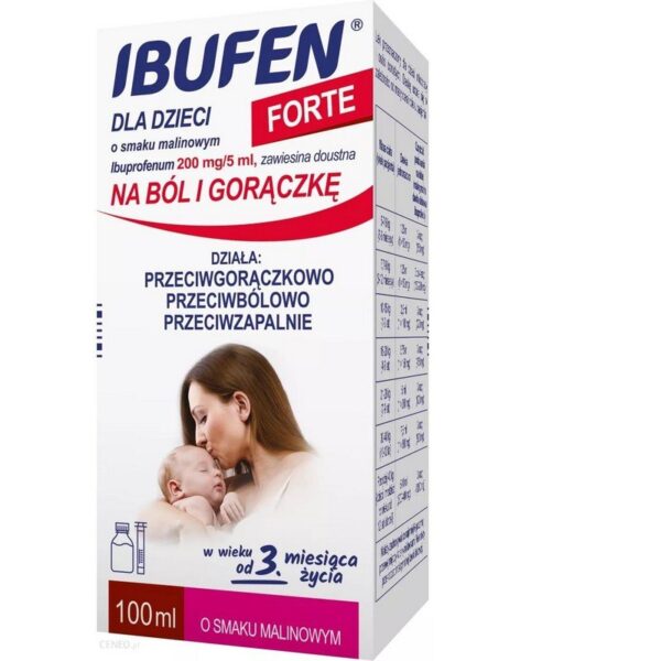 Ibufen Forte for Children 200 mg/5 ml raspberry suspension 100 ml