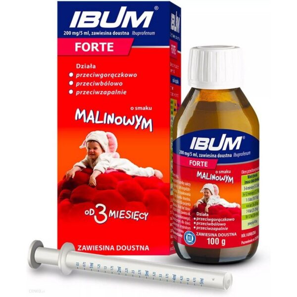 Ibum Forte 200 mg/5 ml oral suspension raspberry flavour 100 g