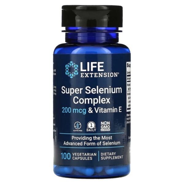 Life Extension Super Selenium Complex with Vitamin E 200 mcg 100 Vegetarian Capsules
