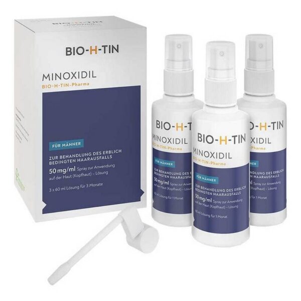 Minoxidil Bio-H-Tin 50 mg/ml Spray zur Anwendung auf der Haut 180 ml (Minoxidil Bio-H-Tin 50 mg/ml Spray for Use on the Skin)