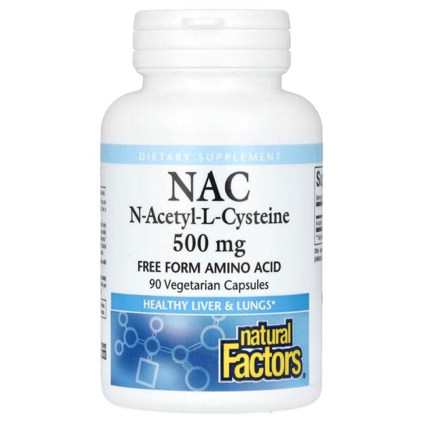 Natural Factors NAC N-Acetyl-L-Cysteine 500 mg 90 Vegetarian Capsules