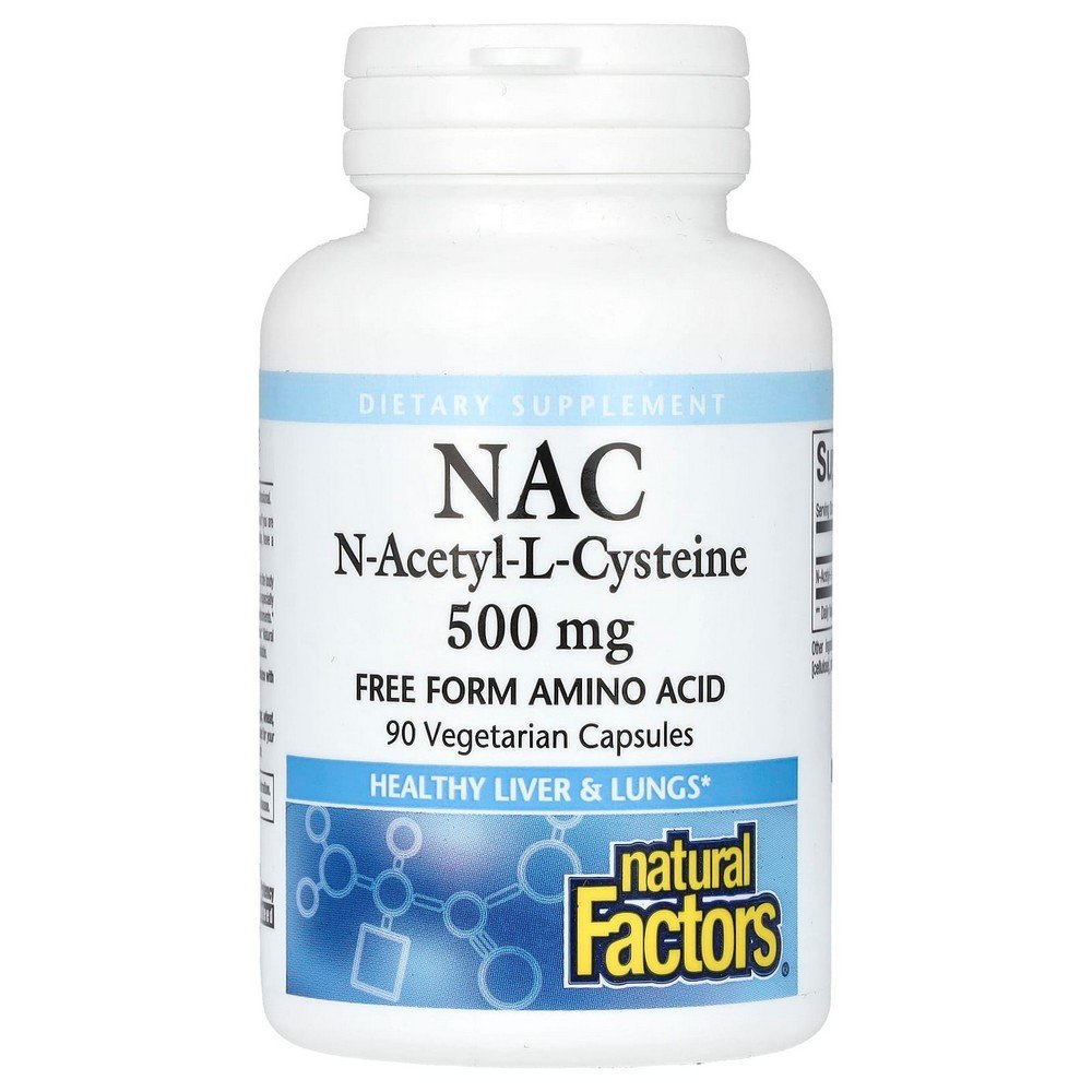 Natural Factors NAC N-Acetyl-L-Cysteine 500 mg 90 Vegetarian Capsules