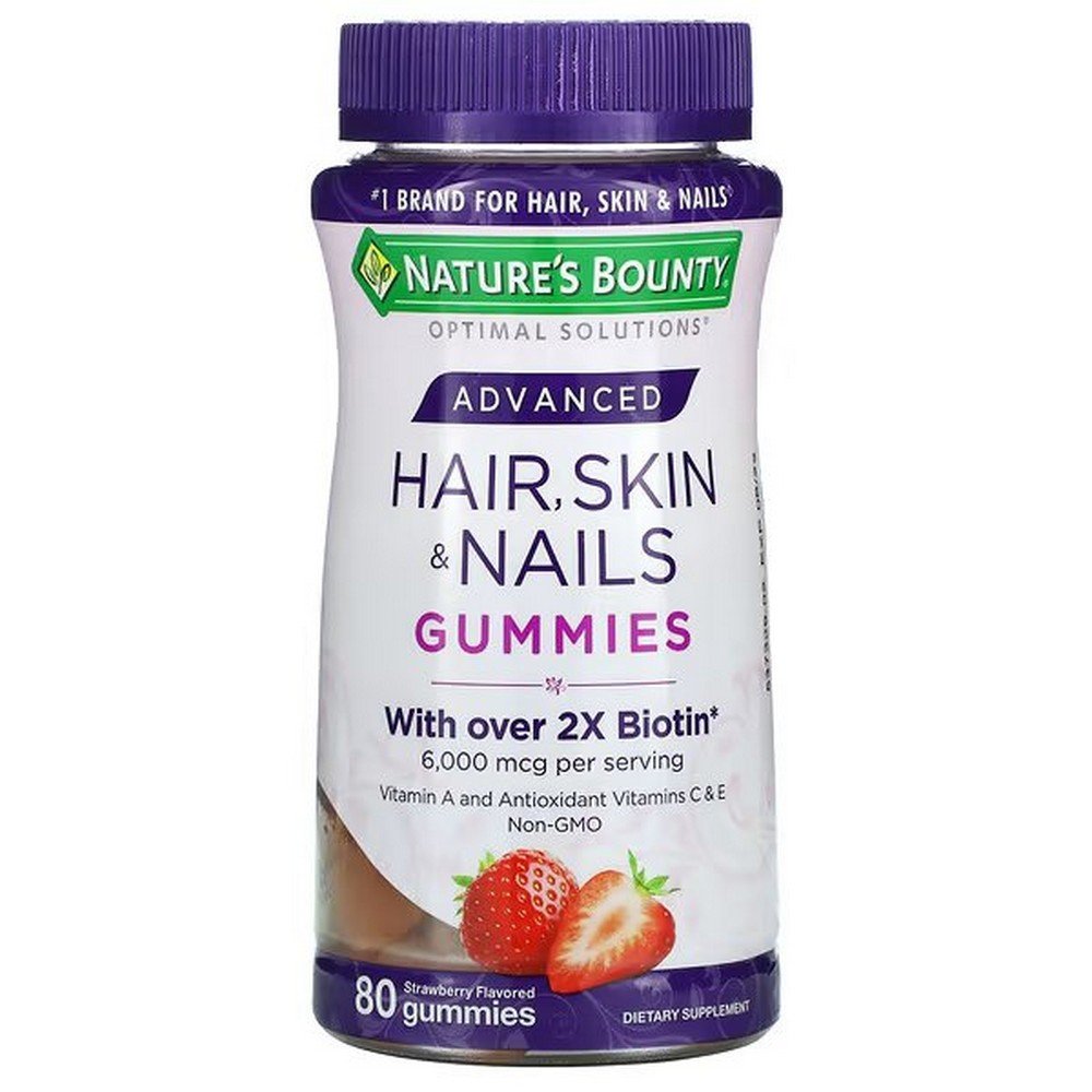 Nature’s Bounty Advanced Hair, Skin & Nails – Strawberry Gummies, 80 Gummies