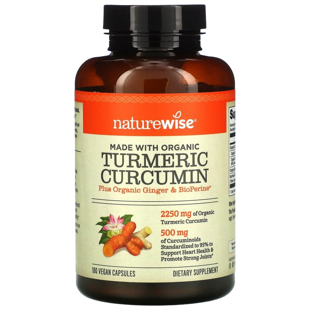 NatureWise Organic Turmeric Curcumin 180 Vegan Capsules