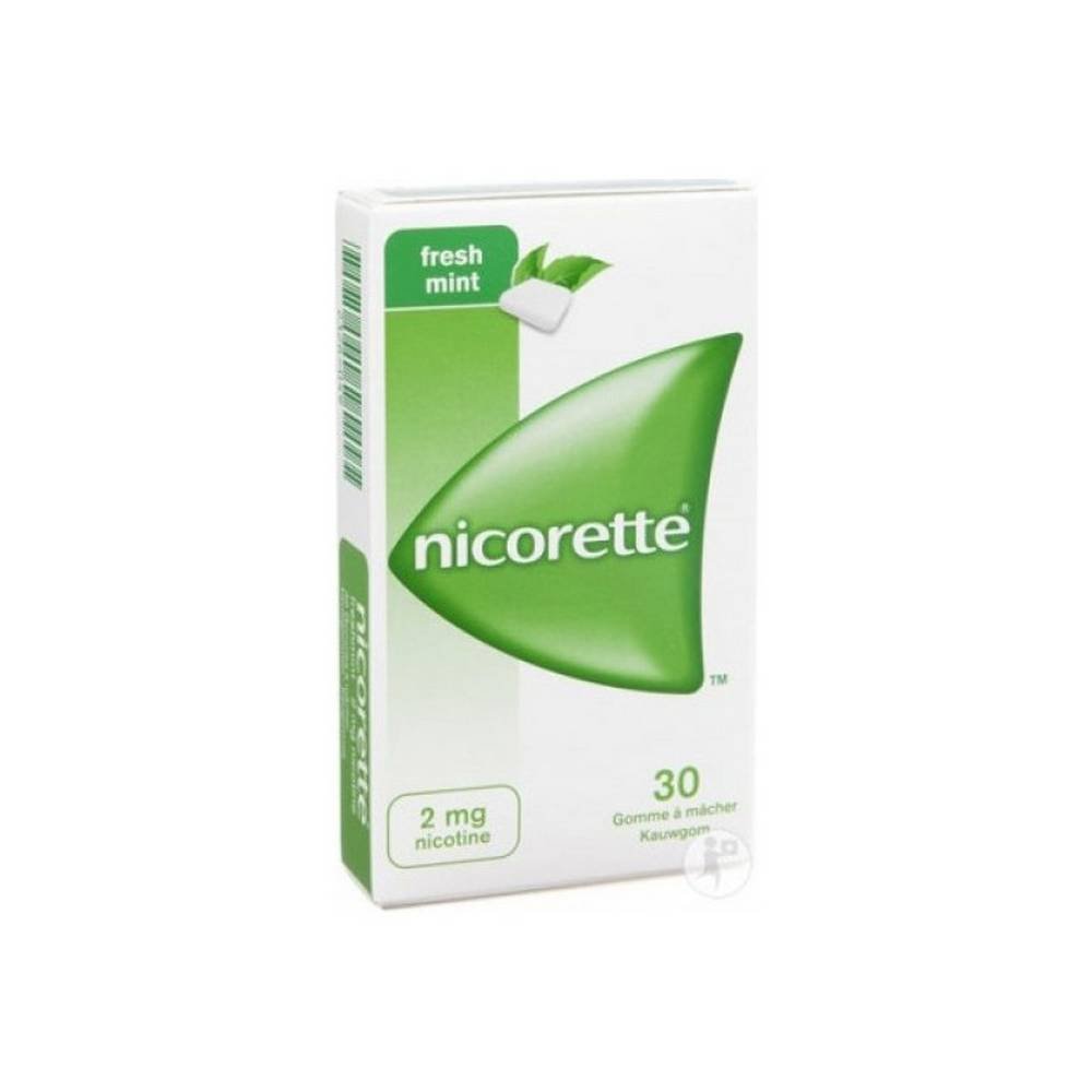 Nicorette 2 mg Mint Chewable Gums for Smoking Cessation — 30 pcs