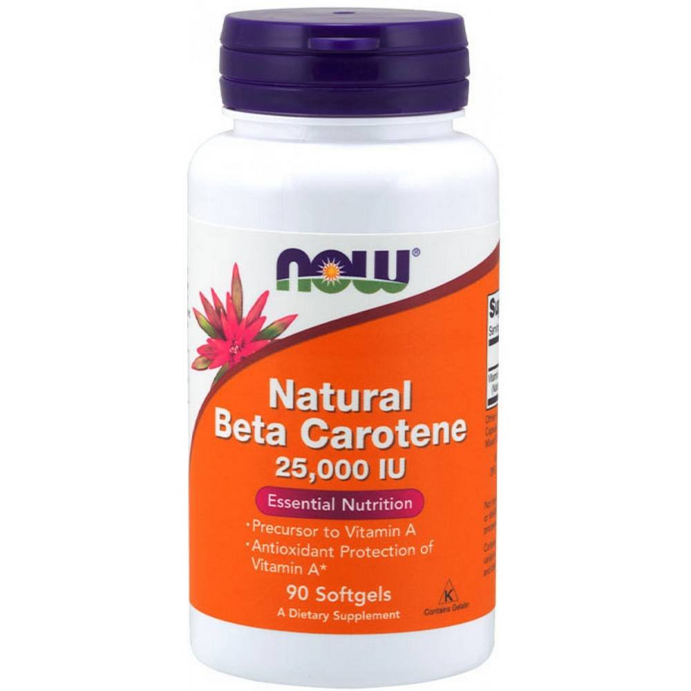 Now Foods Beta Carotene Vitamin A 25,000 IU 90 Softgels