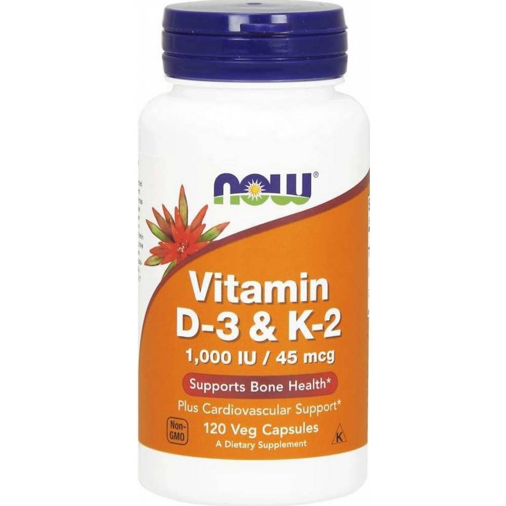 Now Foods Vitamin D3 & K2 1000 IU 45 µg 120