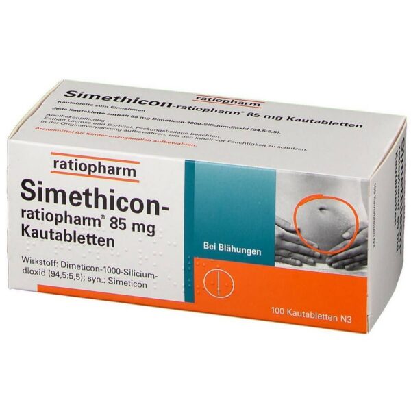 Simethicon Ratiopharm 85 mg Chewable Tablets 100 pcs