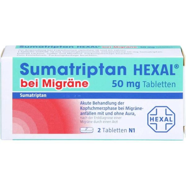 Sumatriptan Hexal for Migraines 50 mg Tablets 2 pcs