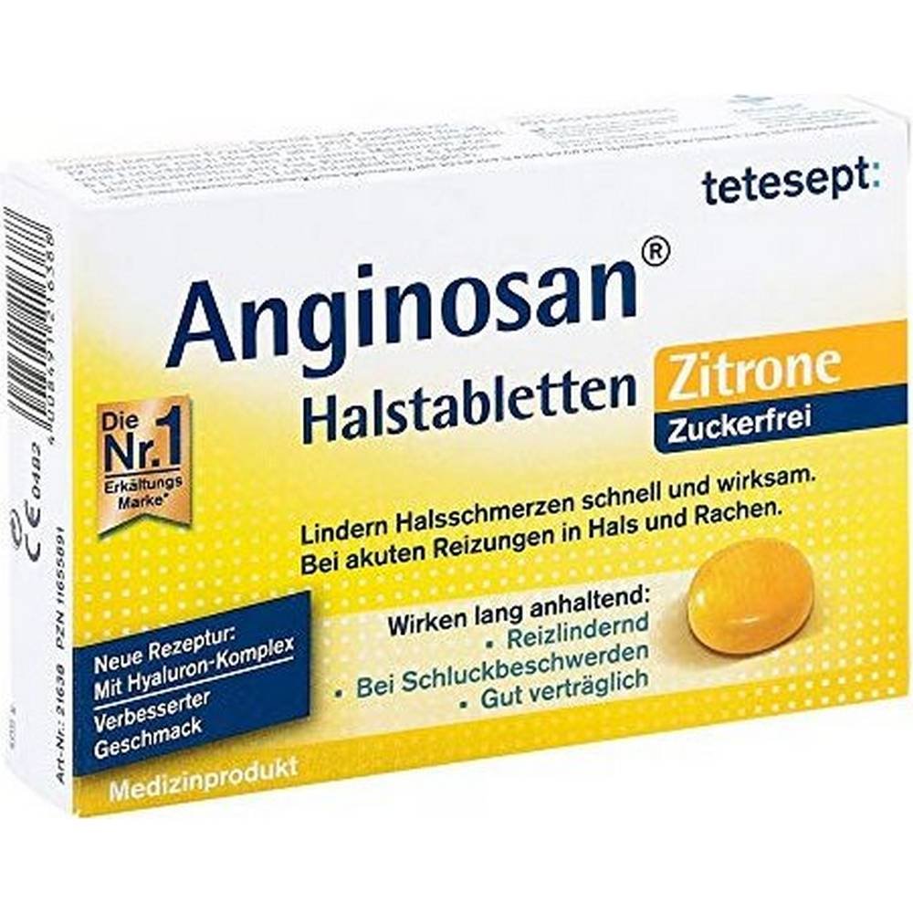 Tetesept Anginosan Halstabletten zuckerfrei Zitrone 20 Stück