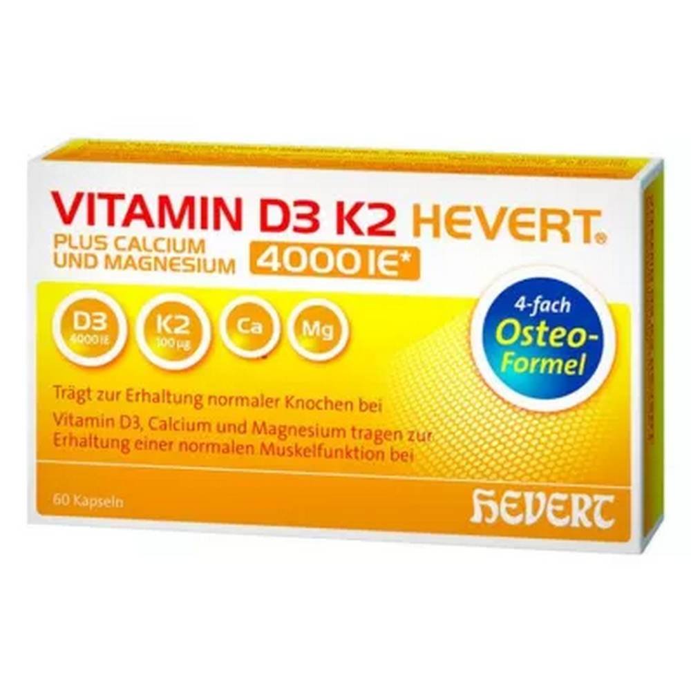 Vitamin D3 K2 Hevert Plus Calcium Magnesium 4000 60 Pieces