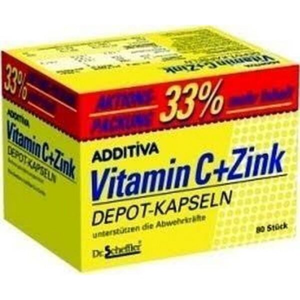 ADDITIVA Vitamin C+Zinc depot caps.Action pack, 80 pcs