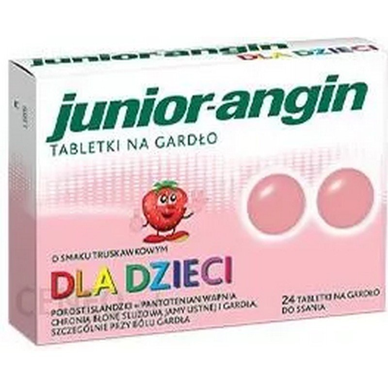 junior angin tablets for sore throat with strawberry flavor 24 tablets Junior-Angin Strawberry Lozenges 24 pcs