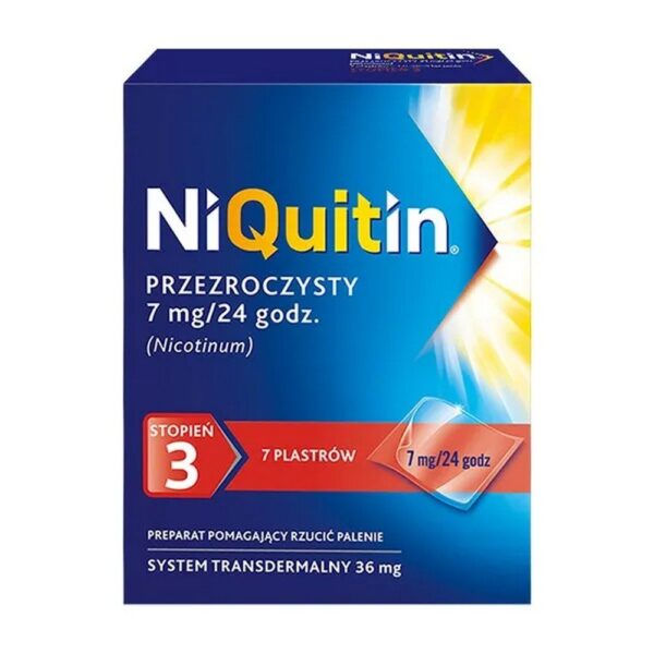 Niquitin transparent, 7 mg / 24 h, 36 mg transdermal patch, grade 3, patch, 7 pcs.