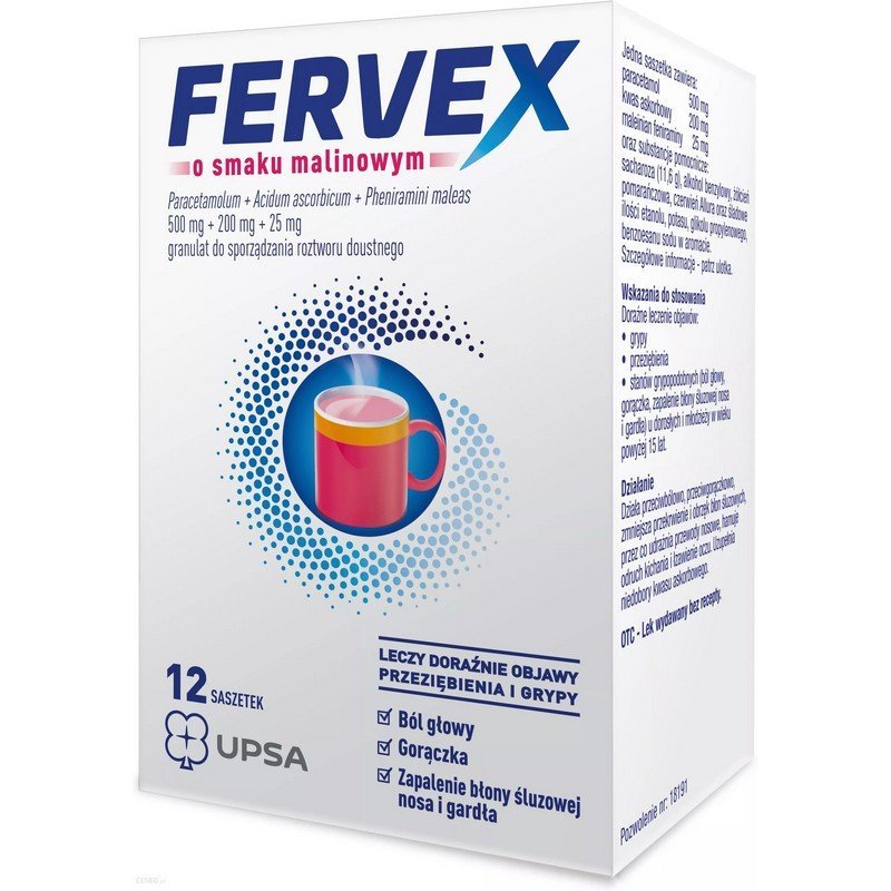 raspberry flavoured fervex granules for oral solution 12 sachets Fervex Raspberry flavoured granules for oral solution 12 sachets