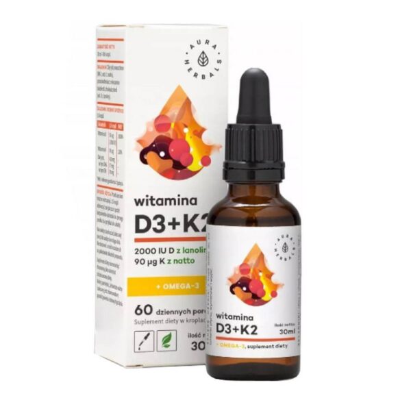 Vitamin D3 (2000 IU) + K2 + Omega-3, drops, 30 ml