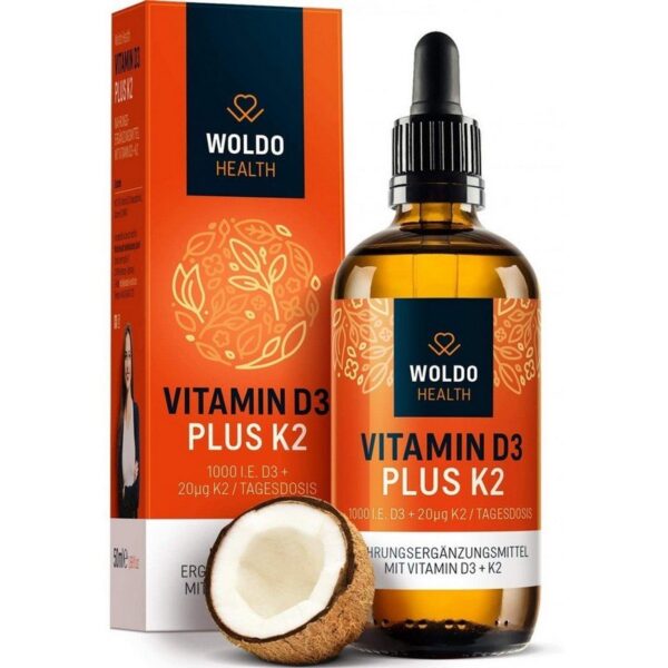 WoldoHealth Vitamin D3+K2 Drops 1000 I.U. 50 ml