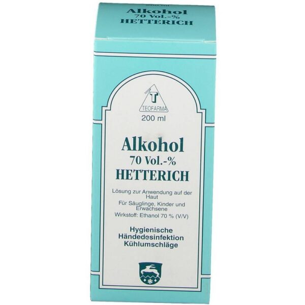 ALCOHOL 70% V/V Hetterich, 200 ml